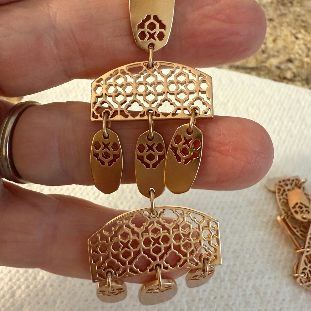 Kendra Scott Rose Gold Emmett Filigree Drop Earrings